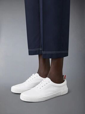 NIB Thom Browne White Low-Top Canvas Sneakers - Women’s Size 10